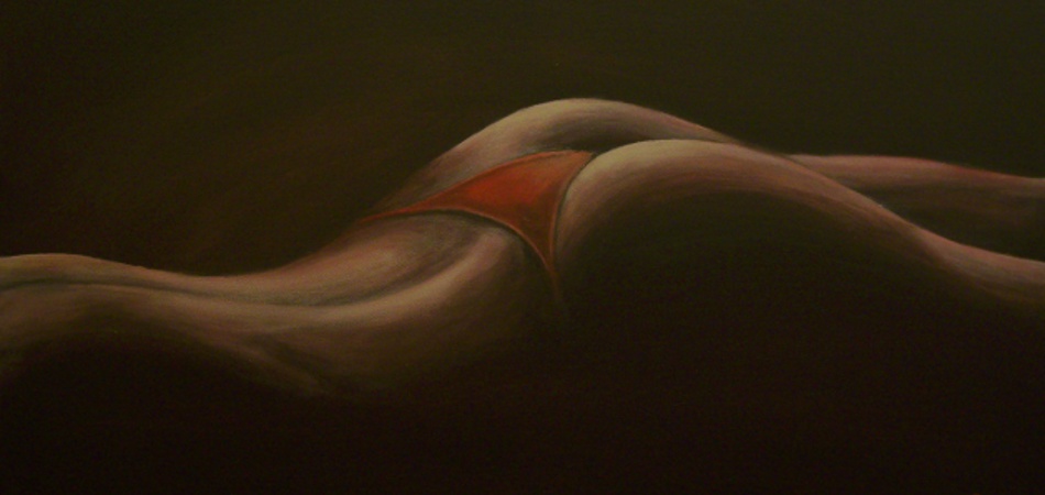 " Körperlandschaft mit rotem Tanga "   (Bodyscape with Red Tanga)